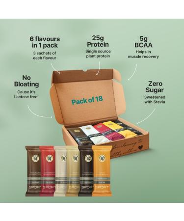 Sport Pea Protein Isolate Powder - 100% Vegan 25g Plant Protein - Pack of 18 | Best for Fitness & Health - Buy Online on GoSupps.com