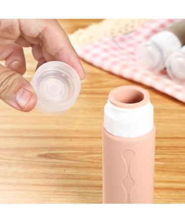 Gemice Portable Travel Bottle 4 Pack Silicone Travel Containers Set LeakProof Refillable Squeezable for Lotion Liquid Shampoos Soap and Toiletries (90ml) Apricot - Buy Online on GoSupps.com