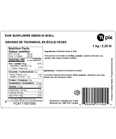 Yupik Raw Sunflower Seeds in Shell 1 kg Kosher Vegan Unsalted Unroasted Seeds with Shell Salt-Free Oil-Free Source of Iron & Fiber Plant-Based Protein Healthy Snack 1 kg (Pack of 1) - Buy Online on GoSupps.com