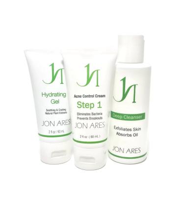 Acne Control Step 1 Kit For Mild to Moderate Breakouts With Benzoyl Peroxide Includes Deep Cleanser and Hydrating Gel For Full Facial Restoration