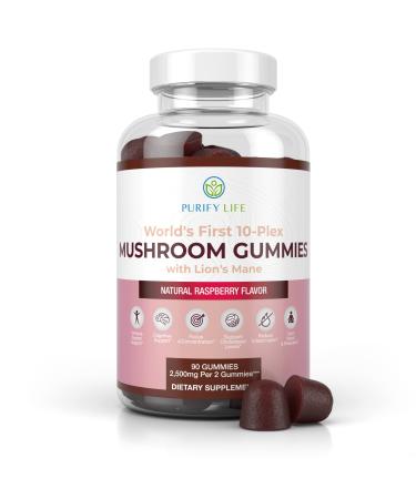 Mushroom Complex Gummies - 10 Mushroom Supplement w Lions Mane (90 Chews 2500mg/serving) Nootropic Brain Supplement, Immune Support, Mood & Stress Relief - Replace Extract Powder, Pills & Capsules
