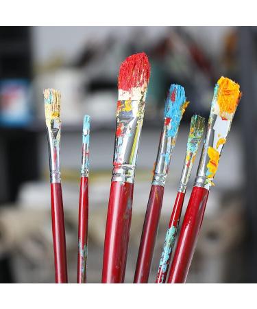 Transon 6pcs Hog Bristle Filbert Paint Brush Set - Long Handle for Oil & Acrylic Painting - Buy Online on GoSupps.com