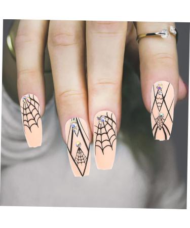 Didiseaon 1 Set Halloween fake nails spider web stick on nail coffin manicure nails halloween nails 4th of july press on nails halloween nail art false nails patch abs nail stickers woman - Buy Online on GoSupps.com