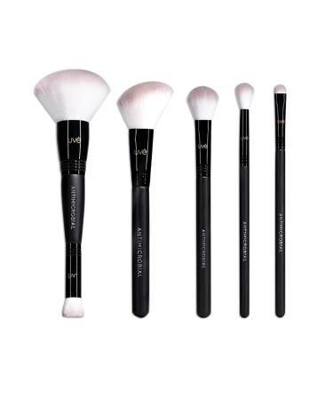 Beauty Essentials Makeup 5 Brush Set - Premium Synthetic Vegan Brushes Perfect For Blending Powder Blush Concealers Eyeshadow
