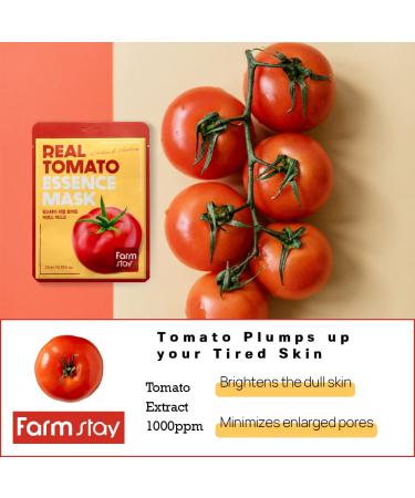 FARMSTAY Real Essence Mask - TOMATO | 10 Sheets | Korean Skin Care | International Shipping - Buy Online on GoSupps.com