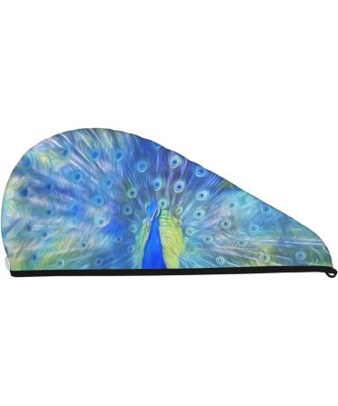 Peacock Microfiber Hair Towel | Super Absorbent Wrap for Women | Quick Dry Coral Velvet Cap for Long Curly & Thick Hair - Buy Online on GoSupps.com
