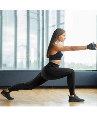 LEINIDINA Women's High Waisted Jogger Pants with Pockets- Black Medium - Buy Online on GoSupps.com