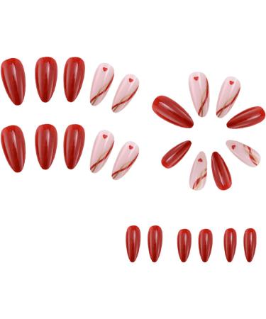 OKAQEE Almond Solid Color Short Square False Nails with Glue - Love Line - Buy Online on GoSupps.com