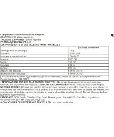 Now Foods Plant Enzyme Mix 240 Vegan Capsules - Buy Online on GoSupps.com