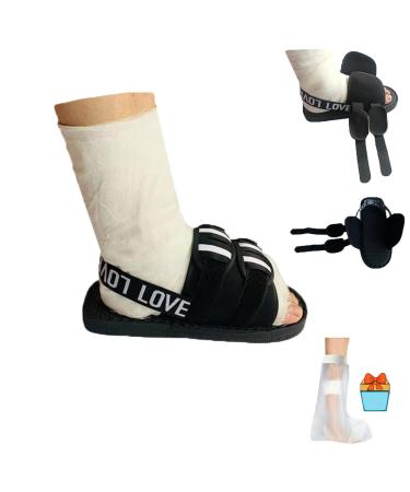 Medical open-toe plaster shoe Adjustable Walking Boots Recovery Cast Shoe Covers suitable for left and right feet(L) Large
