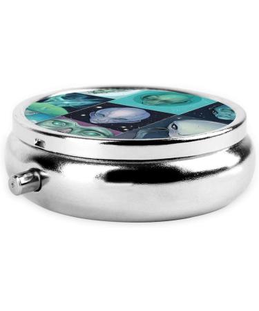 Buy Green Alien Mini Round Pill Box | 3 Compartment Portable Pill Organizer for Travel & Home Use | International Shipping Available - Buy Online on GoSupps.com