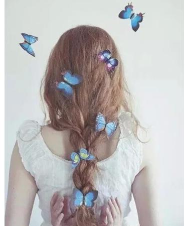 Cuhair(TM) 8pcs Blue Butterfly Hair Clip for Women Girls Wedding Dinner Party Hair Clip Barrette Accessory