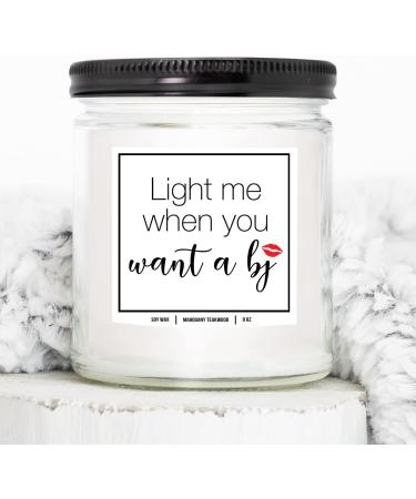 YouNique Designs Light Me When You Want a BJ Candle - 7 oz White Soy Aromatherapy Candle for Men | Naughty Candles - Mahogany Teakwood Scent - Buy Online on GoSupps.com
