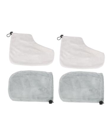 Ensemble 2 Paires Couvre-mains et Couvre-pieds Paraffine Taille Unique Tissu Doux en Coton Isolant Accessoires Spa pour Soins Thermiques Domicile et Couleur Al atoire Gris