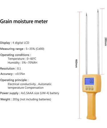 Digital Wood Moisture Meter Grain Moisture Meter Digital Moisture Meter Portable Grain Moisture Meter Use For Corn Wheat Rice Bean Wheat Flour Accurate & Trusted Measures - Buy Online on GoSupps.com