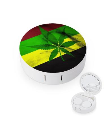 Contact Lens Case Jamaica Flag Leaves Portable Travel Contact Lens Box Contact Lens Storage Box