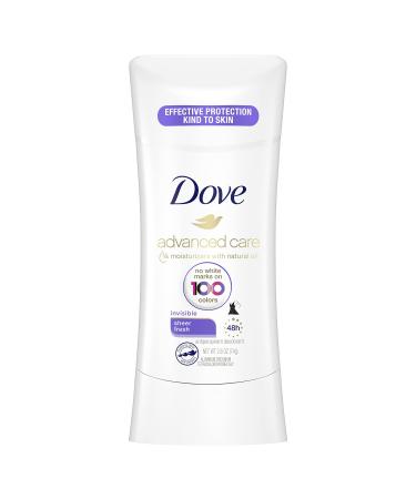 Dove Advanced Care Invisible Antiperspirant Deodorant Stick No White Marks on 100 Colors Sheer Fresh 48-Hour Sweat and Odor Protecting Deodorant for Women 2.6 oz