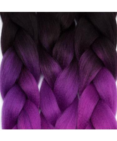 Buy Tess Braids Extensions 60cm - 5 Pack Jumbo Kanekalon Ombre Hair Braids (Black/Purple/Pink) | High-Quality 100g Box Braids for Stunning Styles - Buy Online on GoSupps.com