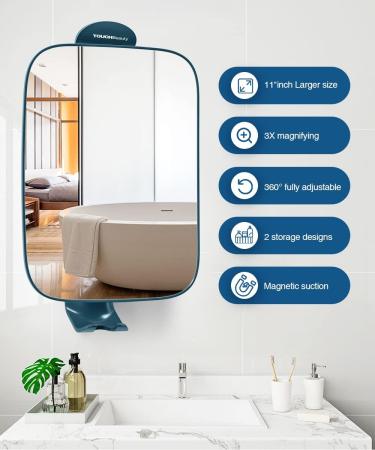 TOUCHBeauty 3X Shower Mirror with Razor Holder - 360 Degree Swivel, Larger Size 11, Blue Men's Bathroom Accessories - Buy Online on GoSupps.com