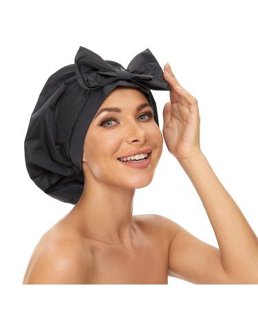 Aibilye Extra Large Black Shower Cap for Long Hair - Waterproof & Reusable - Buy Online on GoSupps.com