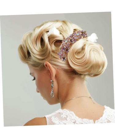 Angoily Flower Bridal Hair Comb Prom Headpiece Wedding Hair Clip Hair Teasing Comb Flower Hair Accessories Rhinestone Hair Accessories Hair Topper Bride Alloy Crystal Purple - Buy Online on GoSupps.com