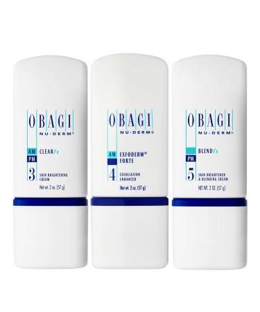 Obagi Medical Nu-Derm Hyperpigmentation Essentials with Clear Fx Cream Blend Fx Night Cream & Exfoderm Forte Exfoliator Brightening & Exfoliating Hyperpigmentation Regimen
