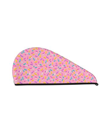 Pink Donut Microfiber Hair Towel Soft Super Absorbent Hair Towel Wrap for Women Coral Velvet Quick Dry Hair Cap for Long Curly and Thick Hair