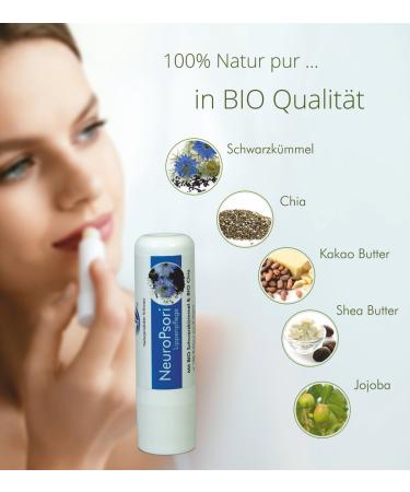 Naturprodukte Schwarz - NeuroPsori Lip Care | Organic Black Cumin & Chia | Vegan Perfume-Free Mineral Oil-Free - 4.8g - Buy Online on GoSupps.com
