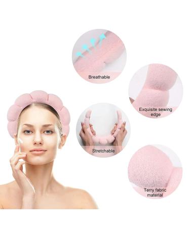 YOOLEETC 2 Pack Headbands - Sponge & Terry Cloth Fabric for Skincare, Makeup Removal, Shower - Pink & Blue - Buy Online on GoSupps.com