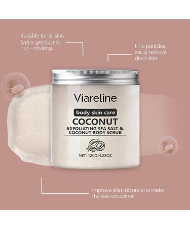 Viareline H Sea Salt Body Scrub Body Cleansing Smooth Moisturizing Skin Scrub (Coconut flavor) - Buy Online on GoSupps.com