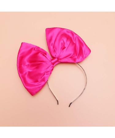 Minkissy Huge Bow Headband Candy Colored Hair Hoop Party Props Lovely Large Bowknot Hairband Party Props for Woman Girl(Rosy) - Buy Online on GoSupps.com