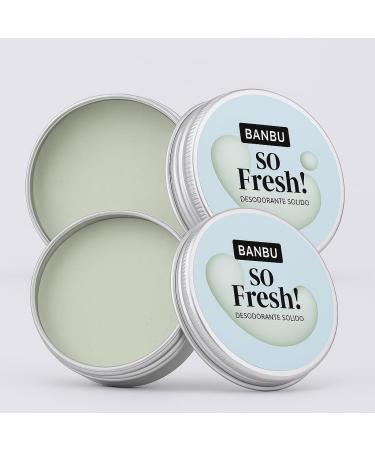 BANBU So Fresh Pack of 2 Natural Solid Deodorants 50ml Vegan Citrus Scent 24 Hour Protection