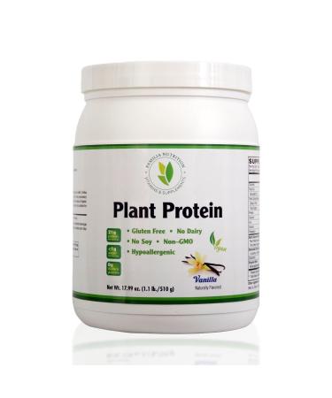 Organic Plant Protein Powder Vanilla Flavor Gluten Free Dairy Free Soy Free - 17.99oz