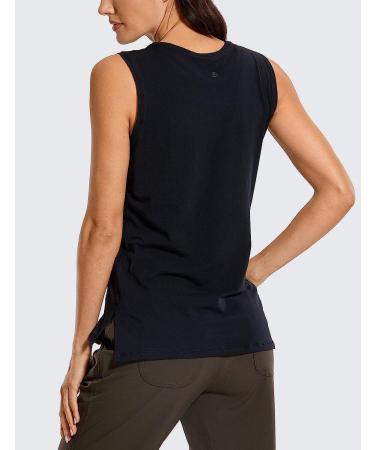 CRZ YOGA Women's Pima Cotton Workout Tank Top - Sleeveless Muscle Tank, Black - Medium - Buy Online on GoSupps.com