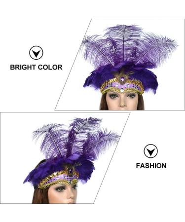 FRCOLOR Feather Headband Vintage Fascinator Carnival Headpiece Party Masquerade Pageant Show Headdress (Purple) - Buy Online on GoSupps.com