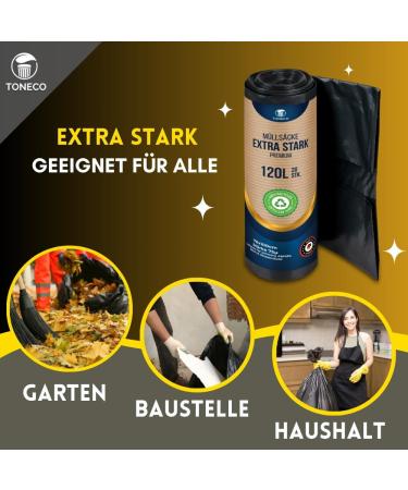Buy Professional 120L Extra Strong Garbage Bags - 100% Recycled XXL (20 pcs) - Nowhere Cheaper! - Buy Online on GoSupps.com
