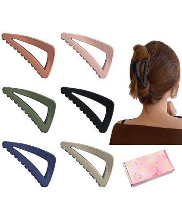 Medium Hair Clips for Women Girls Fine Hair, Nonslip French Hair Claw Clips for Thin/Medium Thick Hair, Strong Hold Matte Hair Jaw Clips Triangle Hair Claws Hair Clamps with Gift Box (Pastel Color)