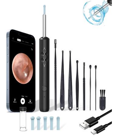 Ear Wax Removal Kit 1080P HD Wireless Ear Cleaner Ear Wax Remover 6 LED Lights & 3 Curves 6 Ear Spoons WiFi Otoscope Ear Wax Removal Kit Camera IP67 Waterproof Ear Scope for iPhone Android iPad