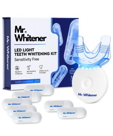 Mr.Whitener LED Teeth Whitening Kit with 8 Refill Teeth Whitening Gel Pods 33.6ml, Dentists Recommended, Enamel Safe, Professional Pap Tooth Whitener for Sensitive Teeth, Remove Teeth Stains