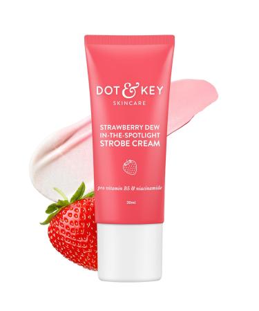DOT'&'KEY Strawberry Dew Strobe Cream For Face Skin Radiance Cream | Moisturizer & Highlighter For Face | For Dewy Glazed Instant Glow | Boosts Hydration | For All Skin Types | For Women & Men | 30Ml