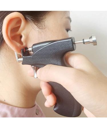 Professional Ear Piercing Gun Kit with 16 Pairs Hypoallergenic Earrings - Reusable for Body, Nose, Lip Piercings - Includes Sterling Silver and 18K White Gold Plated Studs - Black-White Gold - Buy Online on GoSupps.com
