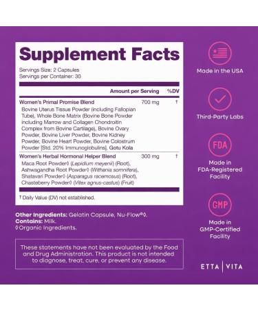 Primal Beef Organ Supplement for Women (Made in USA) Boosted w Shatavari Maca Ashwagandha and Chasteberry - Grass Fed Uterus Ovary Liver Kidney Heart Bone Matrix Gotu Kola and Queen Colostrum - Buy Online on GoSupps.com