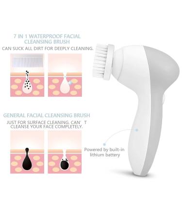 Facial Cleansing Brush with 7 Brush Heads - USB Rechargeable, Waterproof Electric Spin Cleanser for Cleansing, Exfoliating, and Massaging - Gray - Buy Online on GoSupps.com