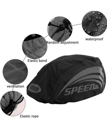 Reflective Bicycle Rain Hood | Waterproof Helmet Cover & Protection for All Helmets - Black - Buy Online on GoSupps.com