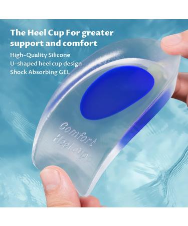 Silicone Gel Heel Cups - Heel Pain Relief Inserts for Plantar Fasciitis, Bone Spurs, Achilles Tendonitis - Large Size (6 Packs) - Buy Online on GoSupps.com