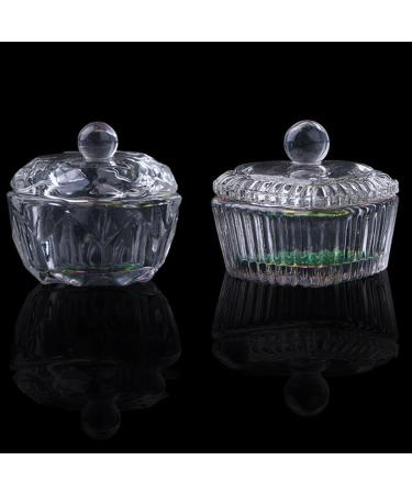 OLACD Fashion Cute Nail Art Crystal Dishes with Lids - Home Salon Glass Bowls Small and Colorful Set of 2 - Buy Online on GoSupps.com