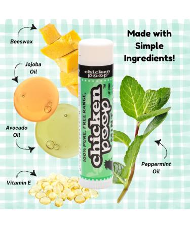 PACK of 4 - .15 oz. MINT Flavor Chicken Poop Lip Balm Value Bundle | Moisturizing for Dry Chapped Lips | Natural Beeswax with Vitamin E Jojoba Oil | Peppermint Oil - Buy Online on GoSupps.com