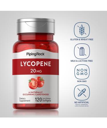Piping Rock Lycopene Supplement | 20mg | 120 Softgels | Naturally-Occurring Carotenoid | Non-GMO Gluten Free - Buy Online on GoSupps.com