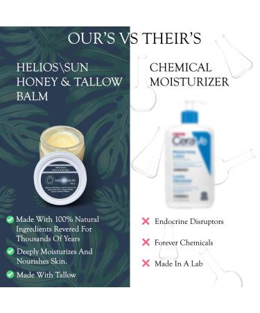 Tallow & Raw Honey Balm - Organic 100% Grass Fed Moisturizer | 2 oz Face & Body Balm with Vitamins A K D E & Antioxidants - HELIOSSUN - Buy Online on GoSupps.com