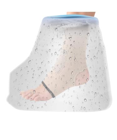 Taecoool reusable waterproof wound cover protection for showers and swimming for adults keeps all plasters bandages casts and wraps dry blue (foot)